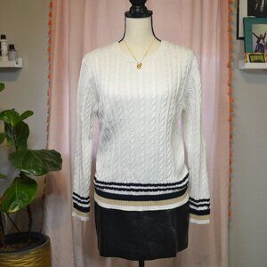 Tommy Hilfiger Women’s Cotton Cable-Knit Sweater – Size Large – Y2K Style
